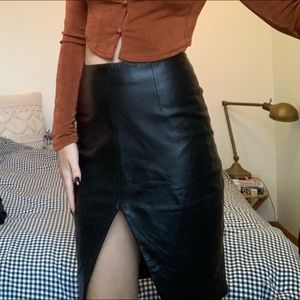 Vintage black leather skirt